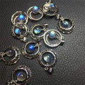 Natural Blue Moonlight Pendant Copper Inlay  Transit Bead Labradorite Crystal Pendant