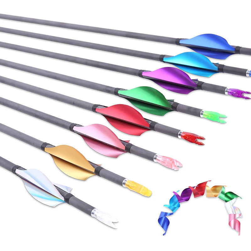 BICASTER Archery Helical Vanes 1.75 Inch Spin Wing Fletch Feather Archery DIY With Sticker Tape Left and Right Wing