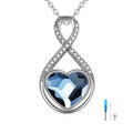 Cremation Jewelry 925 Sterling Silver Zircon Infinite Symbol Heart Blue Crystal Urn Necklace for Ashes