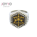 2024 New Arrivals High End Design Nordic Viking Totem Compass Ring Men's Retro Hip Hop Index Finger Jewelry Ring