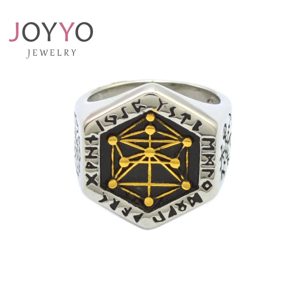 2024 New Arrivals High End Design Nordic Viking Totem Compass Ring Men's Retro Hip Hop Index Finger Jewelry Ring