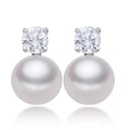 925 Sterling Silver Zircon Pearl Stud Earrings for Women Girls Fashion Jewelry MegaBDM