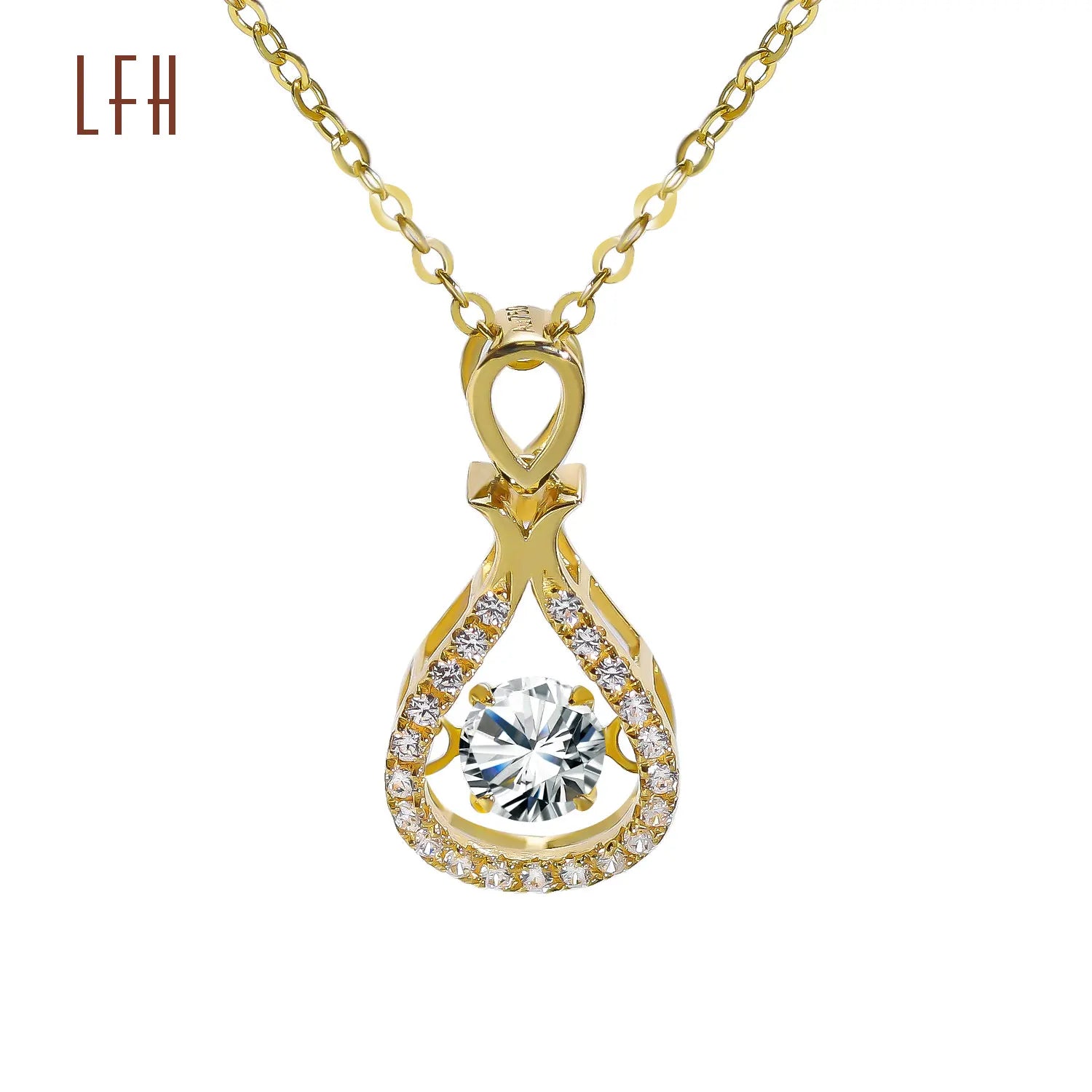 Custom 18k Real Gold Jewelry Au750 Jewelry Water Drop Pendant Necklaces Cubic Zircon Pineapple Shape for Weddings