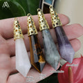 Dowsing Pendulum Gemstone Chakra Gold Plated Children's Buddhist Classic Pendant Healing Crystal Meditation Yoga Gift