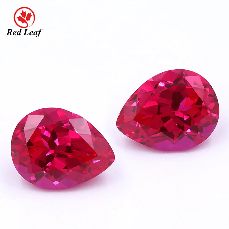 Redleaf Ruby Pear Diamond  Cut Wholesale Price Loose Gemstone Top Quality Lab Grown Gems Ruby