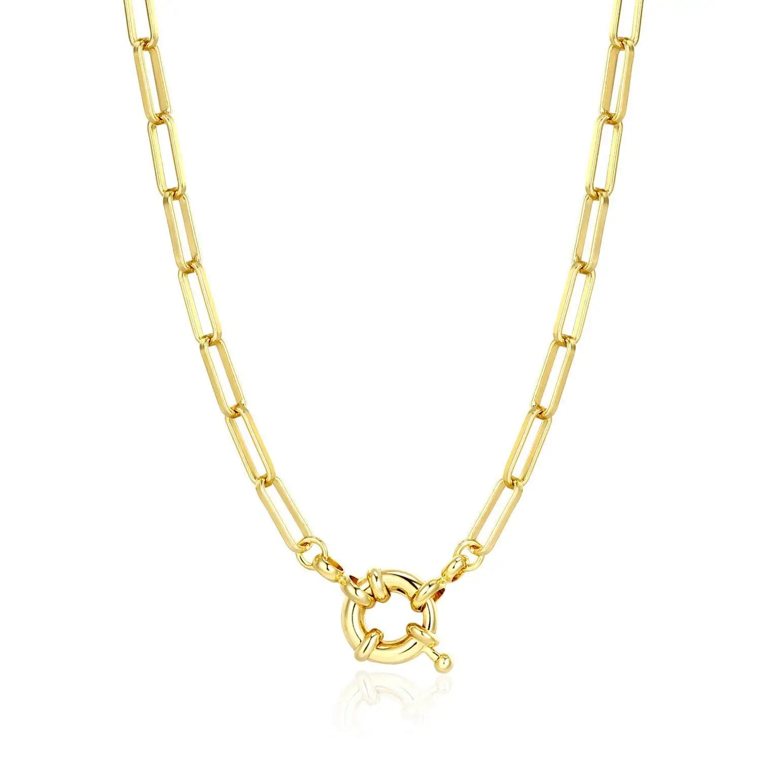 Stainless Steel Waterproof Non-Tarnish Gold Custom Charm Holder Paperclip Chain Carabiner Clasp Layering Necklace Gift for Her