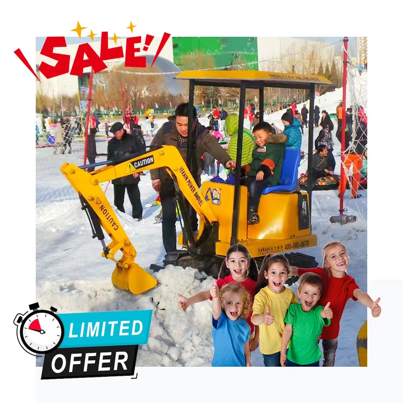 Attractive Coin-Operated Amusement Park Excavator Rides Remote Control Sand Digger for Kids Made Durable Fiberglass Park