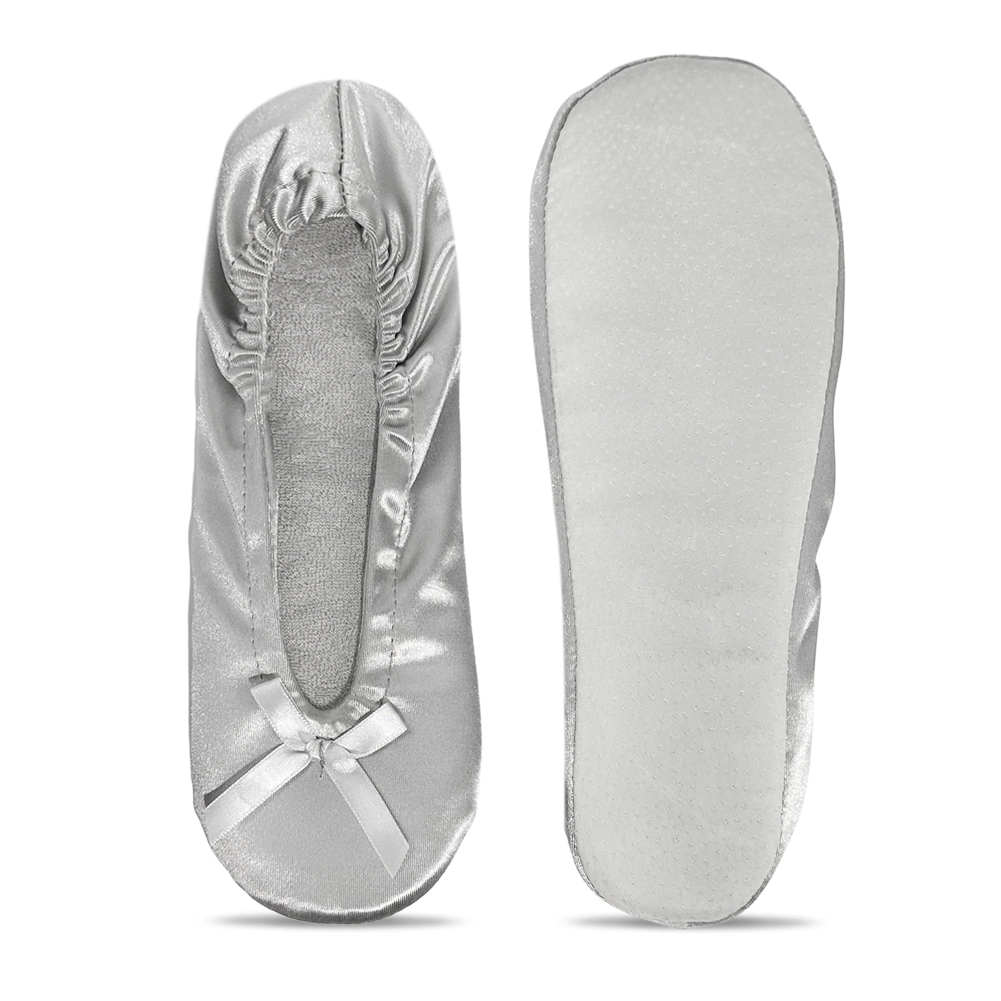 New Wedding Gift Shoes for Guest After Party Slippers Foldable Gold Satin Ballet Flat With Toweling Insole Ballerina Flat Shoes