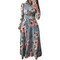 MANNI Custom Women's Casual Maxi Floral Dress Spring O-Neck Long Sleeves Lightweight Printed Fabric Button XS Wholesale Factory