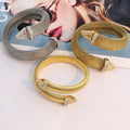 BS2068 Hiphop Chunky Exaggerated Gold Plated Stainless Steel Cobra Mesh Rhinestone Crystal Pave Triangle Spike Open Cuff Bangle