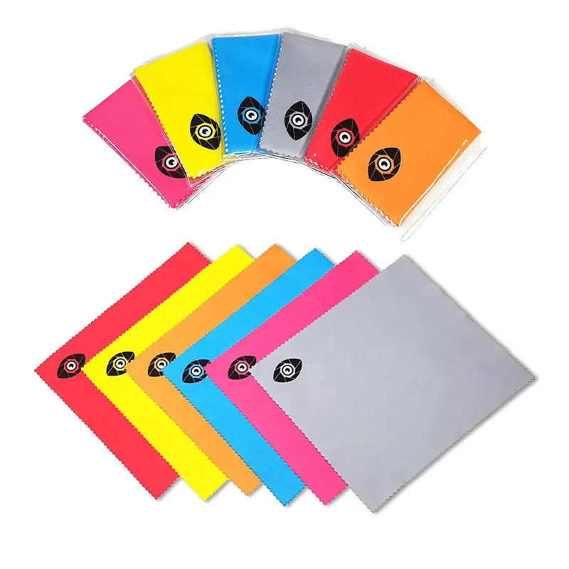 Microfiber Glasses Cleaning Cloth With Custom Logo Soft Silkscreen Printed Eyeglasses Sunglasses Lens Cleaner With PVC Cover