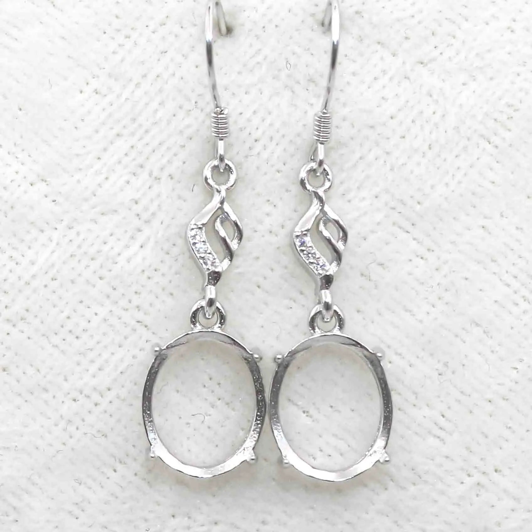 Sterling Silver 9*11mm Semi Mount Hook Earrings Empty Support Blank Claws Setting S925 Base Without Center Stone for DIY Inlay