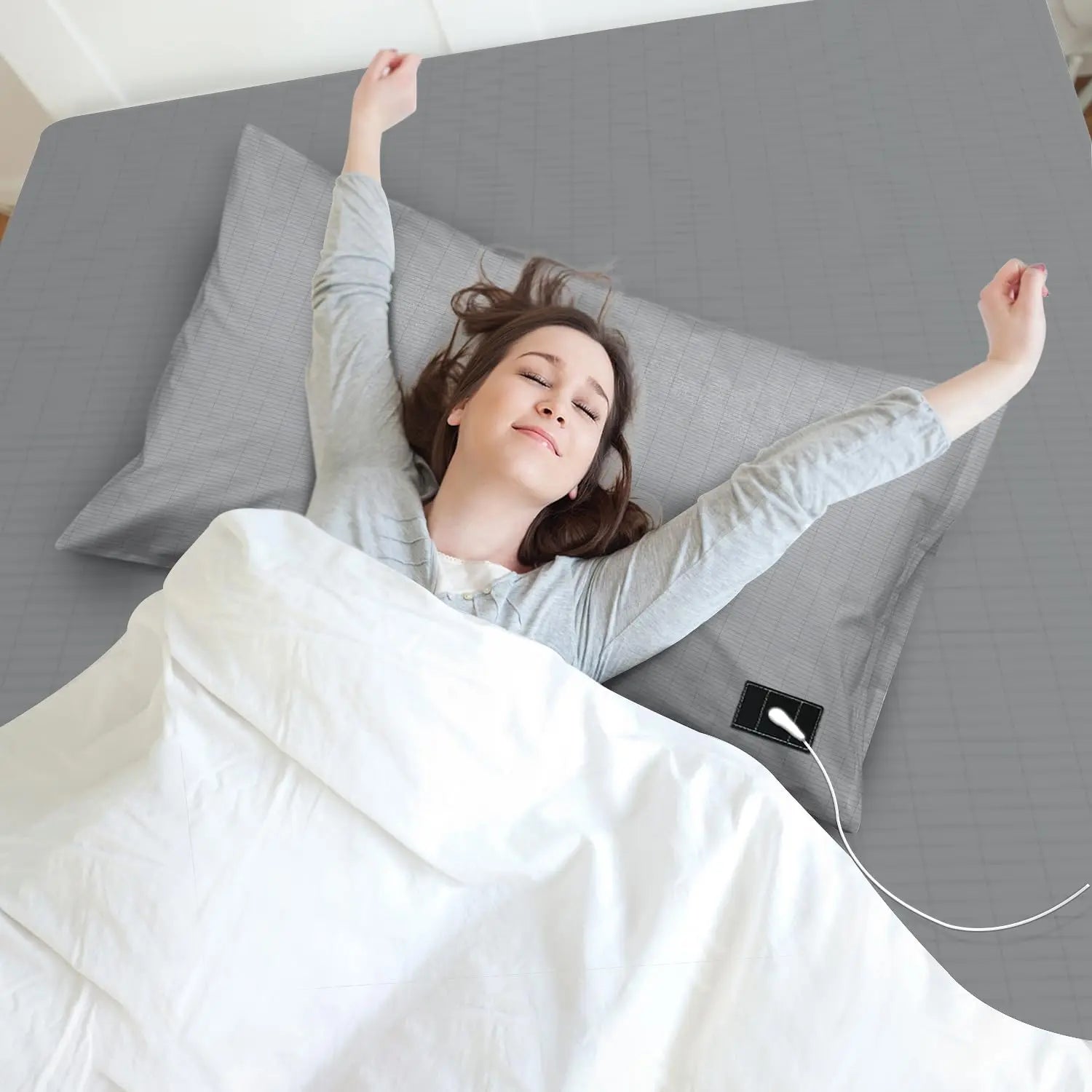 10% Silver Dark/white Color Grounding Bed Linen king Size  Organic Cotton Earthing Sheet with Grounding Cord Fitted Sheet
