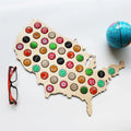 2024 Beer Bottle Puzzle World Map Wooden Laser Cut Beer Lid Decoration Map