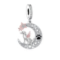 Fit Original Brand Charm Bracelet 925 Sterling Silver Crescent Moon Dog Bead for Women Jewelry Making