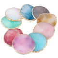 Gold Rimmed Resin Palette Coasters Agate Slice Palette Artwork Display Tray