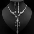 Luxury Bridal Waterdrop Zircon Necklace Jewelry Set Bridesmaid Floral Earrings Necklace Two Piece Women Jewellery Set
