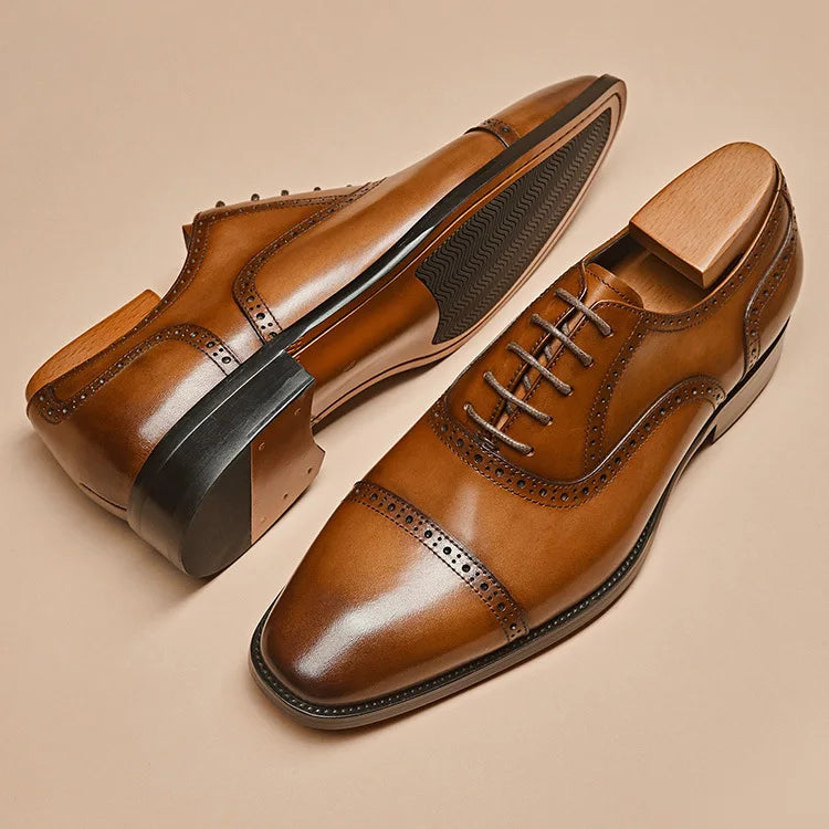 New Product Custom Business Office Shoes Men Cow Leather Brogue Oxford Shoes Luxury Party Wedding Men's Dress Shoes & Oxford