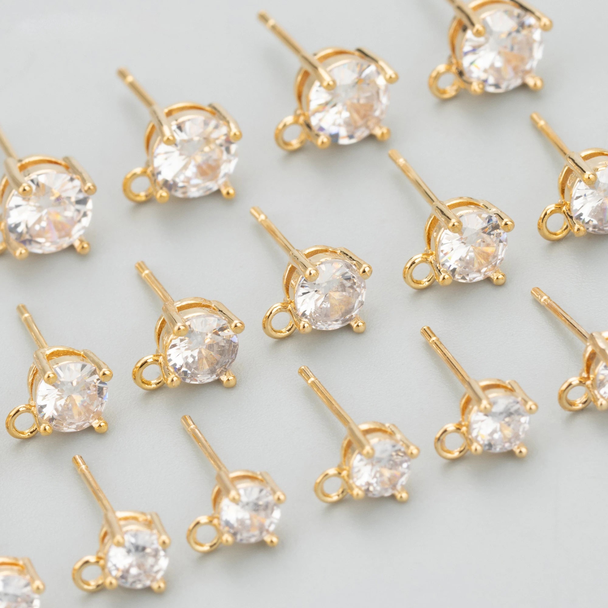 Wholesale MC61 Jewelry Making Accessories 10pcs Lot 18k Gold Rhodium Plated Copper Zircons Handmade DIY Earrings Bag Packed