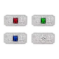 Retro Geometric Brooch with Shiny Zirconia Inlaid Gemstone Brooch Clothing Accessories Fashion Jewelry