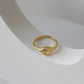 Minimalist Engraved Sunburst Signet Ring 18k Gold Plated Stainless Steel Rings Women Jewelry