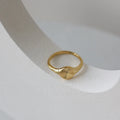 Minimalist Engraved Sunburst Signet Ring 18k Gold Plated Stainless Steel Rings Women Jewelry
