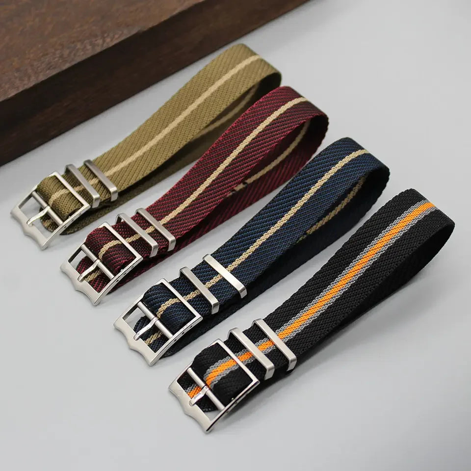 Yunse AC-268 Adjustable Nylon Watch Strap 20mm/22mm Brown Twill Fabric with 304/316 Stainless Steel Buckle