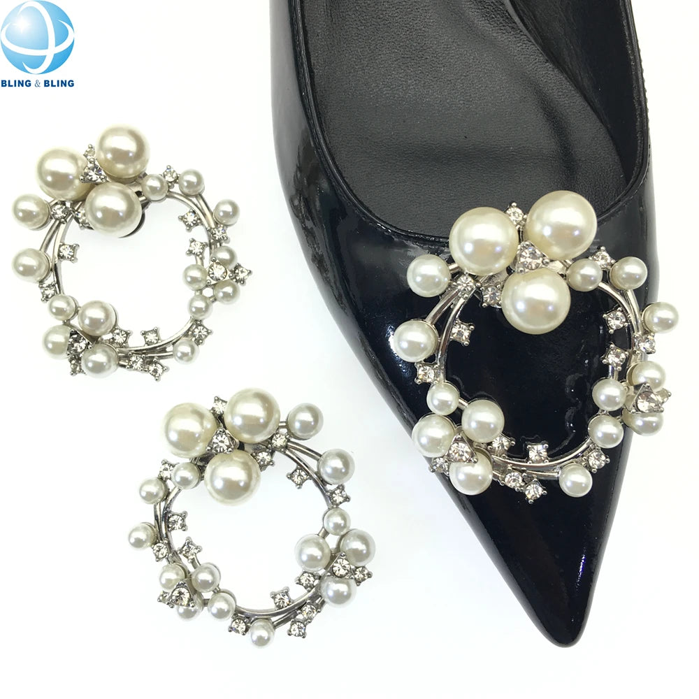 Pearl Crystal Garland Shape Shoe Brooch Removable Shoe Clip for Wedding Bridal Shoes Pumps High Heels Sandals Decoration