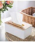 Natural Bamboo Fiber Wood Tissue Holder Box with Bamboo Lid for Napkin Livingroom Hotel