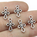 Diamond Openwork Cross Charm 16x10mm Antique Silver Zinc Alloy for Baptism Keepsake Jewelry MegaBDM