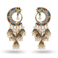 Cluster Earrings Jhumka Earrings Crescent Moon Bell Pearl Ethnic Traditional Indian Women Zinc Alloy Chandelier Earrings