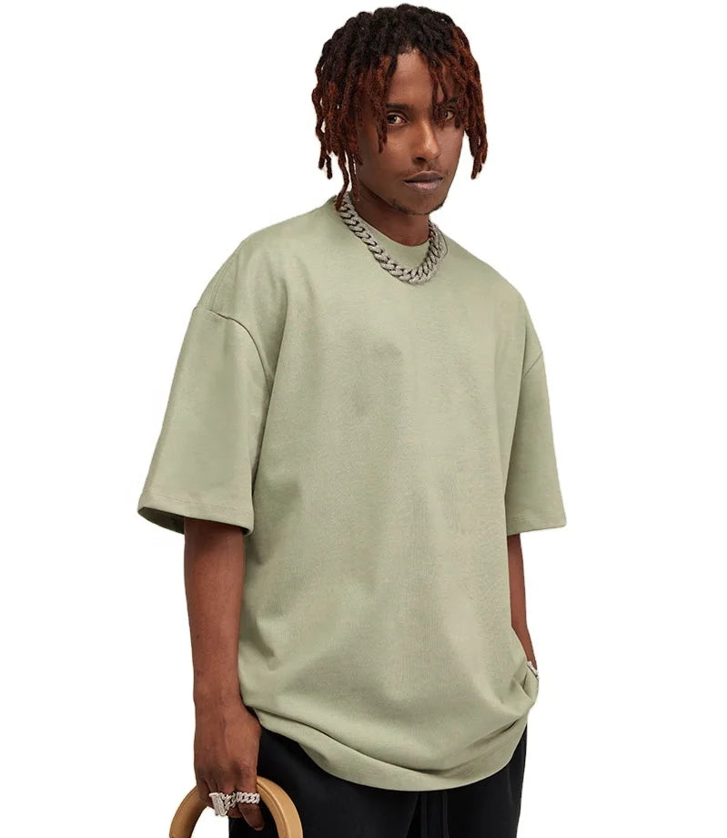 Luxury T Shirt New Design 100% Cotton Loose Fit Little Drop Shoulder Blank Oversized Smart Casual Eco-Friendly Men's T-Shirt