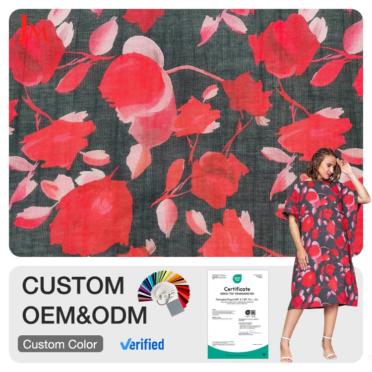 JM High Quality Woven Drapey Nylon Lyocell Crepe Fabric Printed for Boys Casual Dresses-Lightweight Breathable