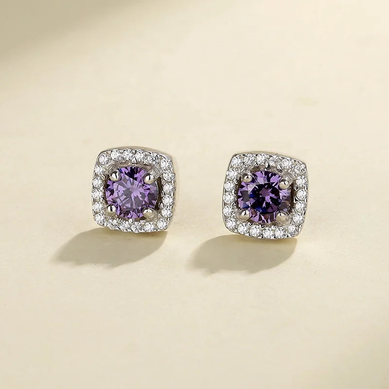 Wholesale Cubic Zirconia Square S925 Sterling Silver Stud Earring  Hypoallergenic Small Stud Earring Women Fashion Jewelry