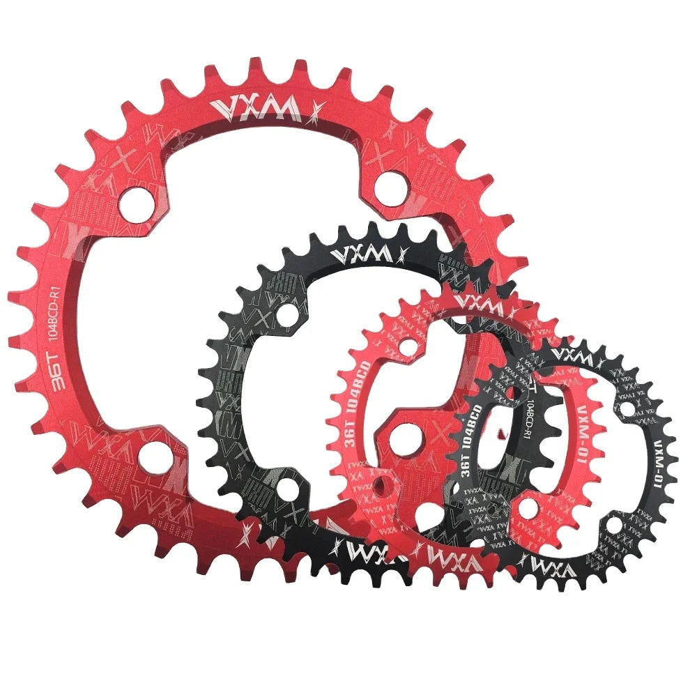 VXM Bicycle Crank Round Oval 104BCD 32T/34T/36T/38T Chain Ring Narrow Wide Ultralight MTB Bike Chainwheel Circle Crankset Plate