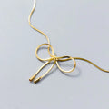 Bowknot Pendant 925 Sterling Silver Necklaces Statement Gold Plated Snake Chain Chokers Necklace Fine Jewelry for Women