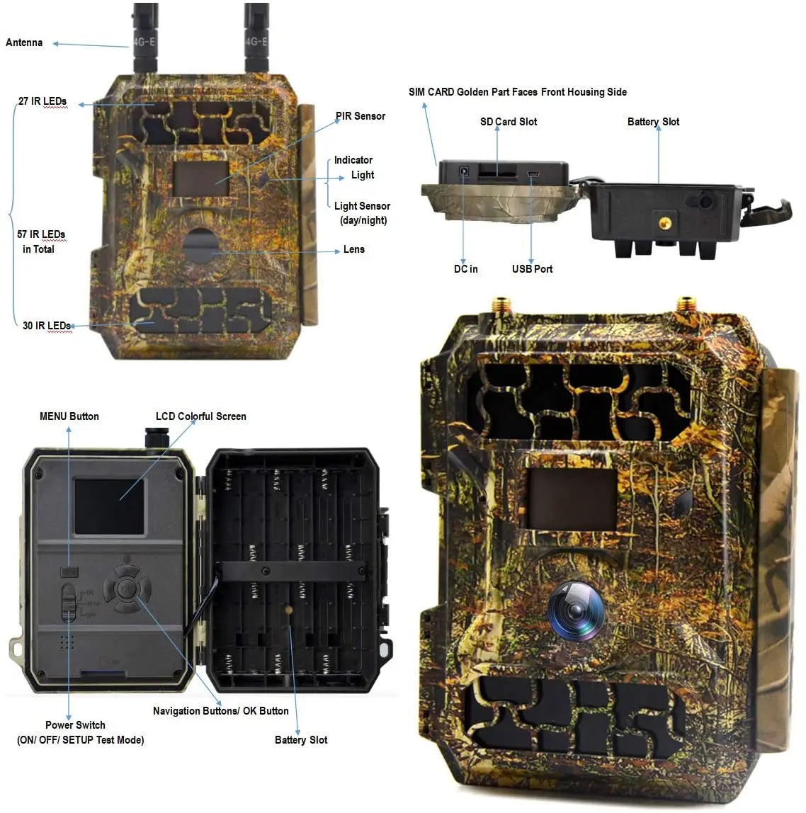 Stocked Australian Edition 4G LTE SMTP GPRS Night Vision Hunting Camera MMS Forest Trail Camera 4G SW4.3G