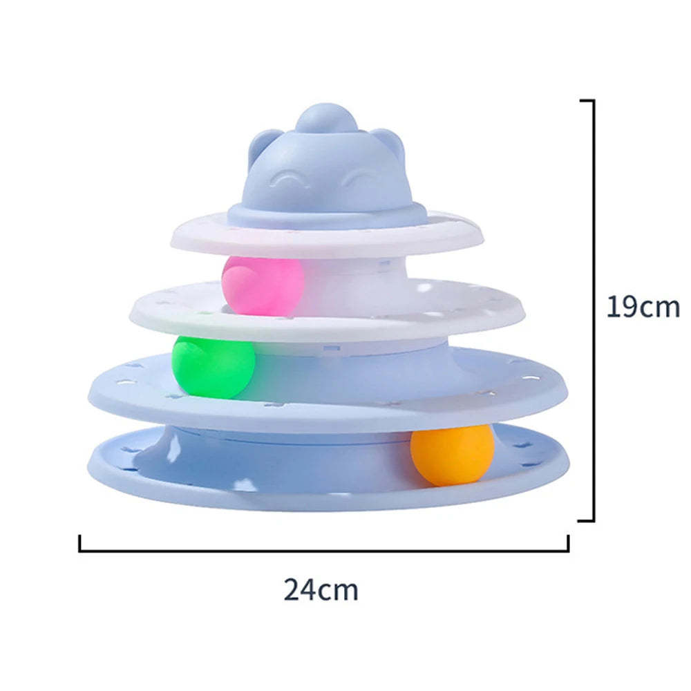 Pet Roller Turntable Cat Toys Balls with Colorful Balls Interactive Fun Mental Physical Exercise Puzzle Cat Toys