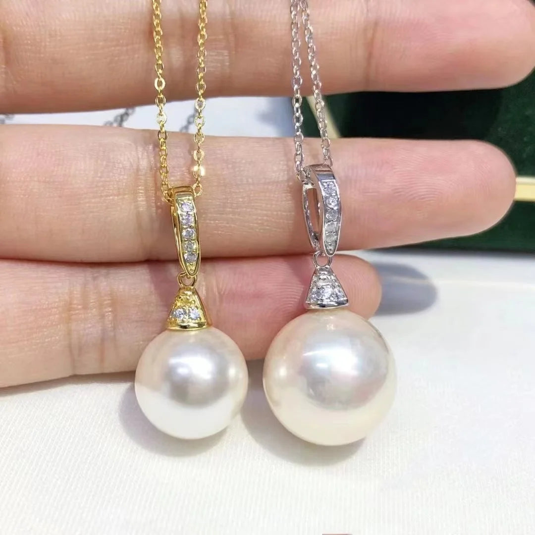 P993 11-12mm DIY Natural  Freshwater Pearl Charm Pendant Necklace Accessory 925 Sterling Silver Jewelry for Women Without Chain