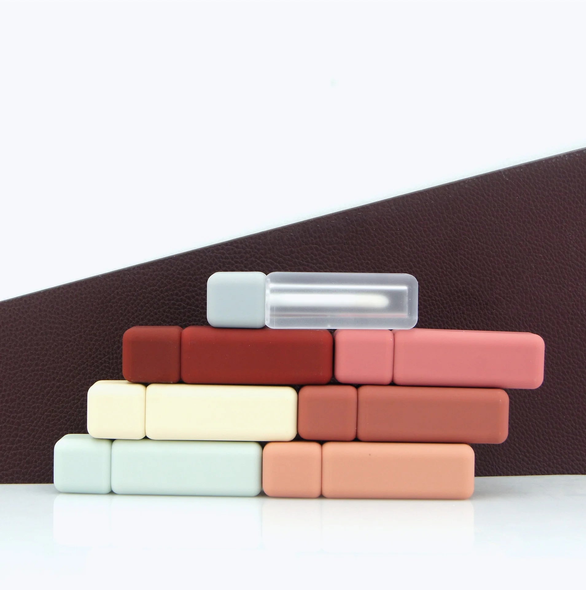 Custom Logo Square Rubber Paint Lip Glaze Hollow Lipstick Tube with Air Cushion Lip Gloss Sponge Head for Blush