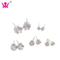 White Gold Plated S925 Sterling Silver Cubic Zirconia Carat Diamond Studs Earrings Friction Backs MegaBDM
