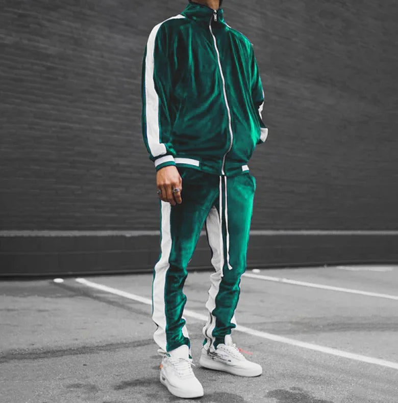 Wholesale Custom Designer Football Tracksuit for Men Plus Size Breathable Velvet Zipper Winter and Spring Sports Suits