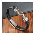 Fashion Hot Unisex Hip Hop Braided Bowknot Genuine Leather Stainless Steel Punk Charm Magnet Buckle Wrap Bracelets Custom Logo