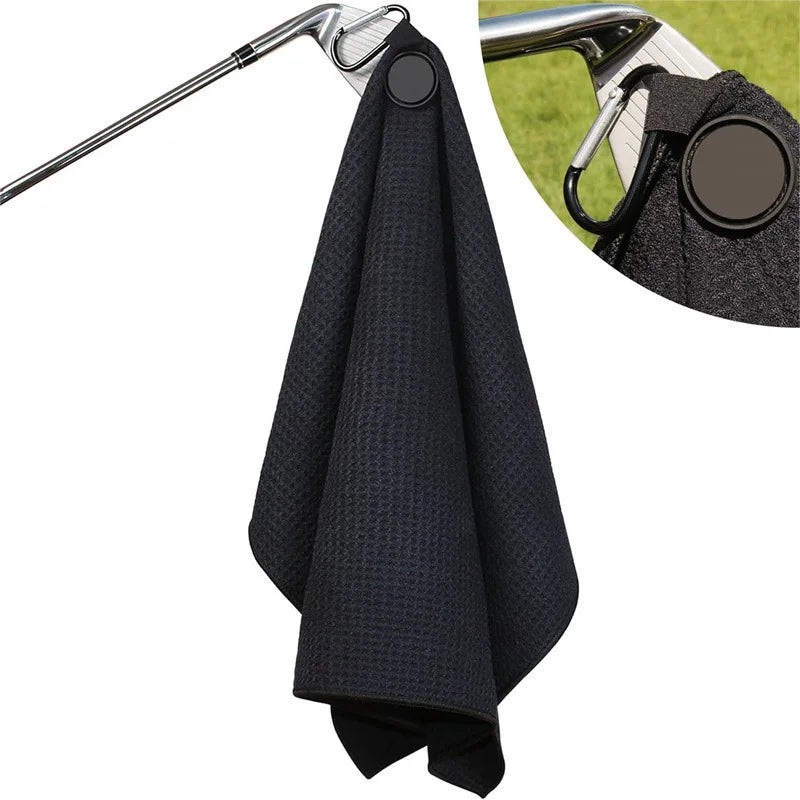 Microfiber Waffle Weave Golf Towel with Printed Sports Pattern and Magnetic Hook Convenient for Golf Cleaning