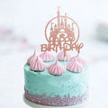 Pink Princess Happy Birthday Cake Castle Cake Decoration Paper Happy Birthday Cake Topper