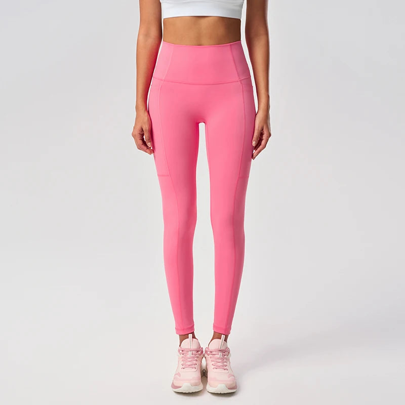 High Waisted Running Fitness Hip Lifting Sports Tummy Control Gym Yoga Leggings Pants With Pocket