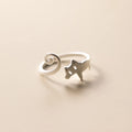925 Sterling Silver Animal Funny Cute Cat Shape Adjustable Open Finger Rings Fashion Jewelry for Women