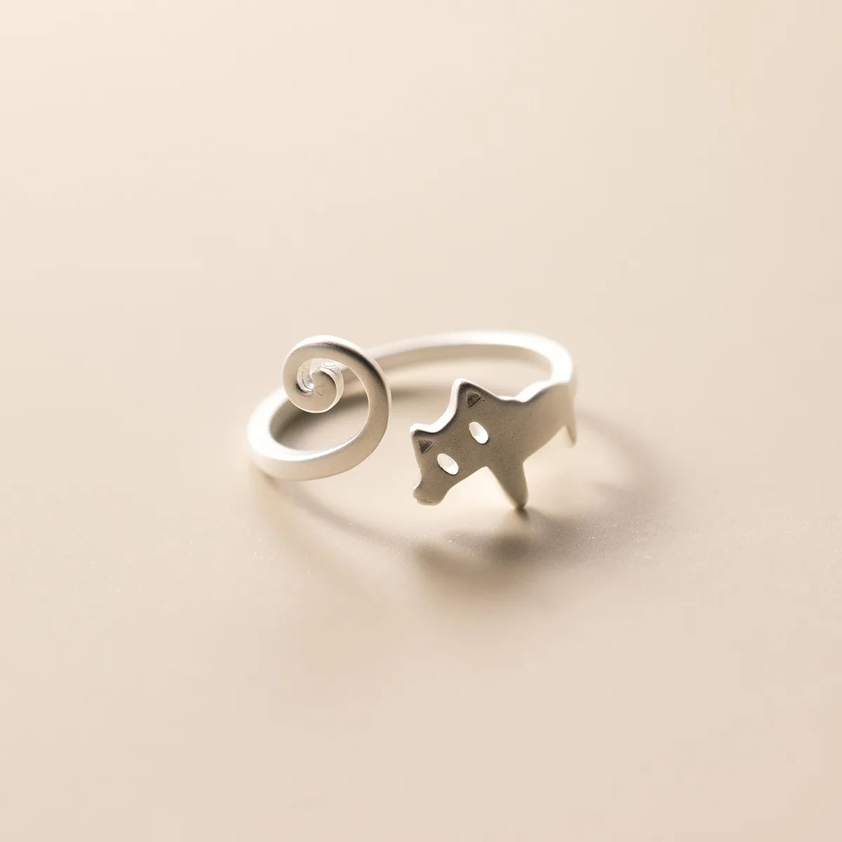 925 Sterling Silver Animal Funny Cute Cat Shape Adjustable Open Finger Rings Fashion Jewelry for Women