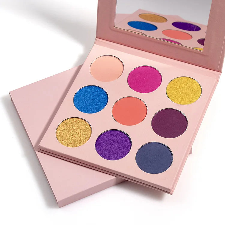 Wholesale Custom 9 Color Eyeshadow Palette Eye Shadow Applicator Set Maquillage Professionnel Complet Make up Eyeshadow Hot pink