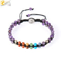 CSJA Handmade Double Layer 4mm Beads Life Tree Chakra Woven Tiger Eye Crystal Bracelets Healing Natural Stone Jewelry H053